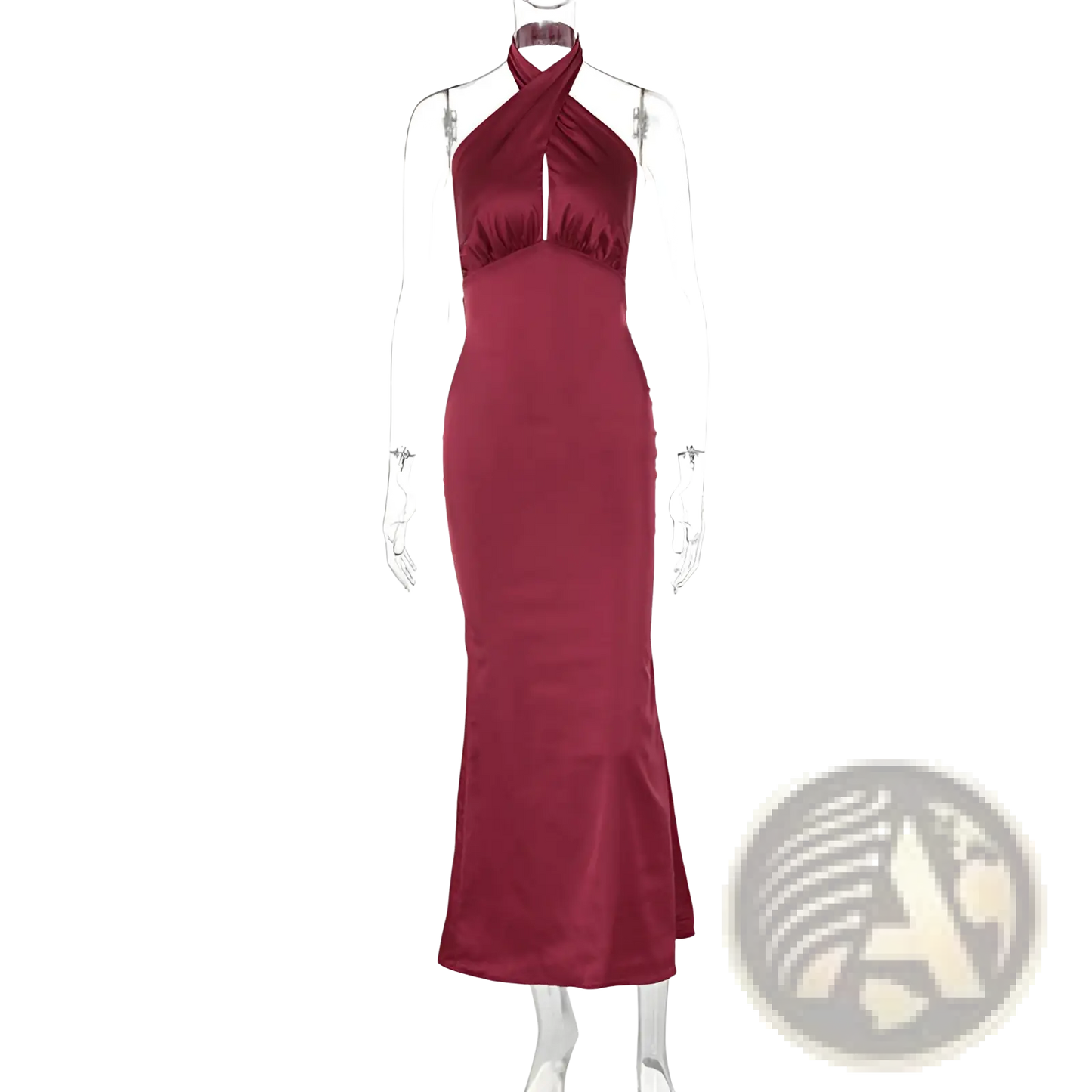 Satin Halter Neck Backless Maxi Dress