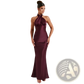 Satin Halter Neck Backless Maxi Dress
