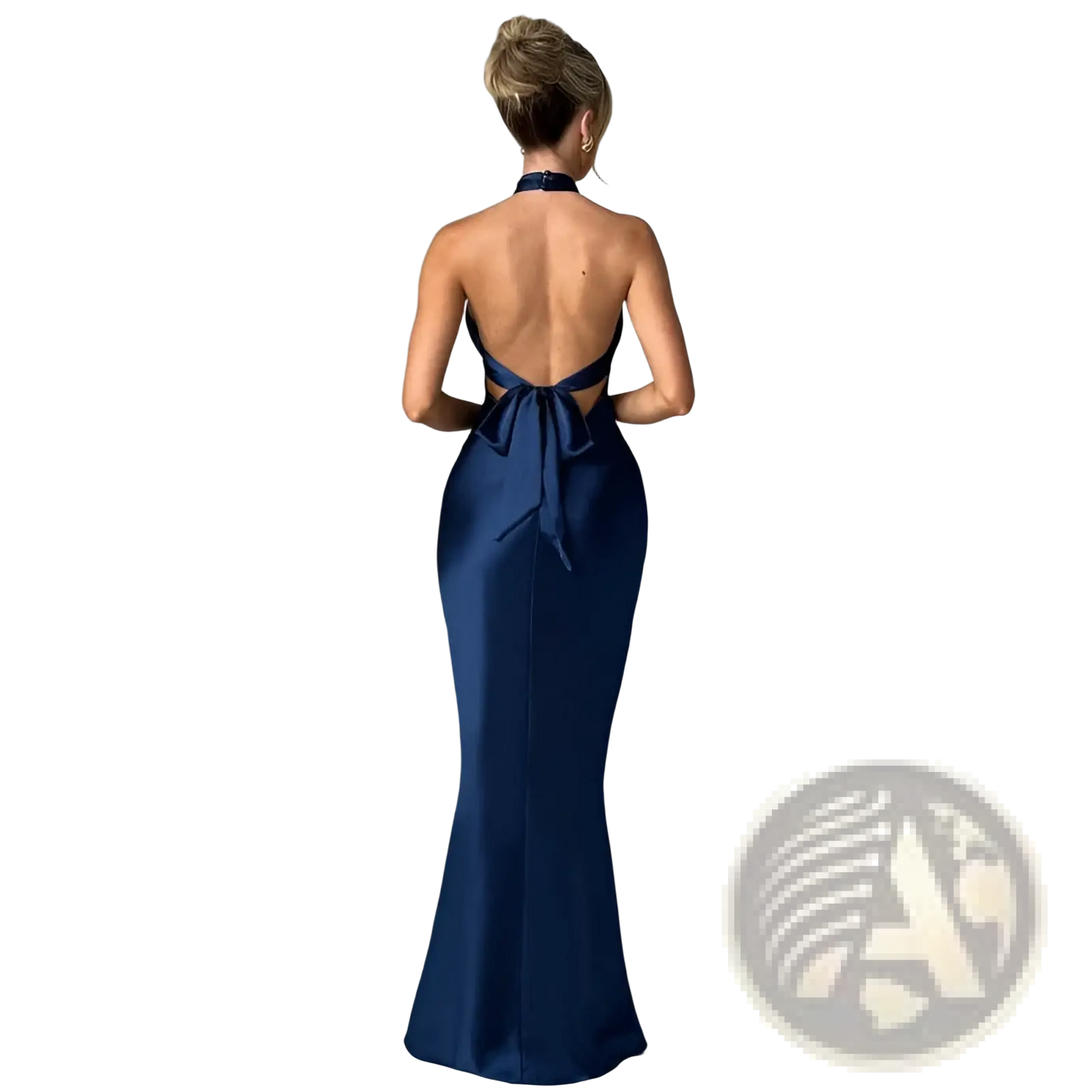 Satin Halter Neck Backless Maxi Dress
