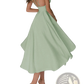 Satin v Neck Spaghetti Strap a Line Midi Dress