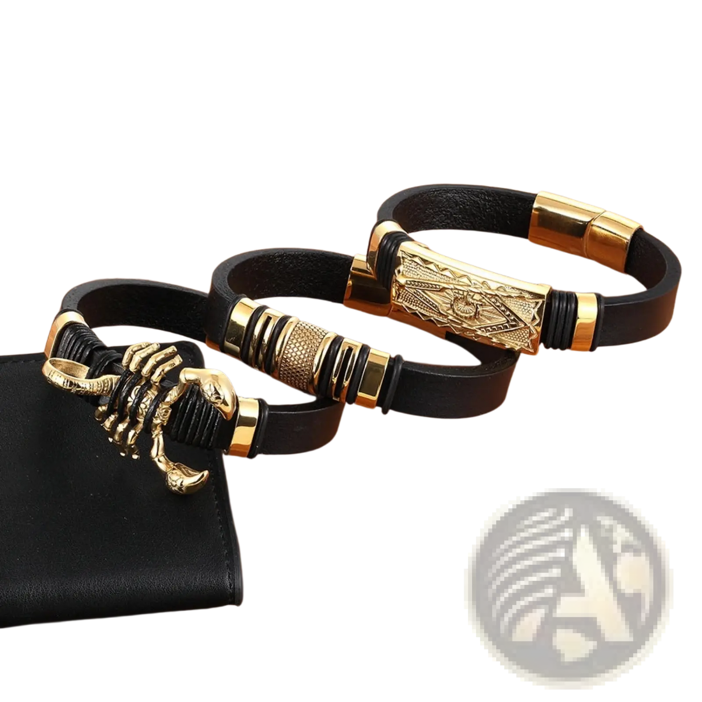 Scorpion Leather Bracelet with Gold Magnetic Clasp