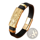 Scorpion Leather Bracelet with Gold Magnetic Clasp