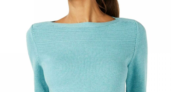 Karen Scott Women's Cotton Boat Neck Sweater Blue Size XX-Large