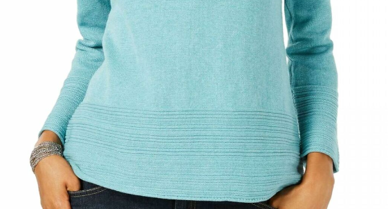 Karen Scott Women's Cotton Boat Neck Sweater Blue Size XX-Large