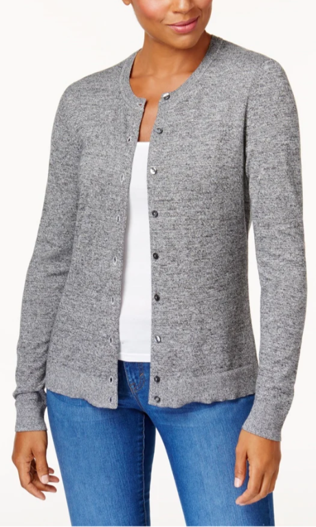 Karen Scott Women's Button-Down Cardigan Gray Size Medium