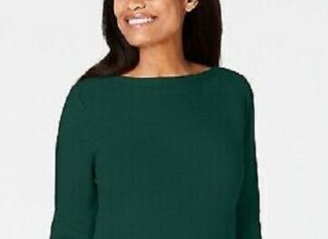 Karen Scott Solid Curved-Hem Tunic Sweater Green Size X-Small