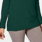 Karen Scott Solid Curved-Hem Tunic Sweater Green Size X-Small