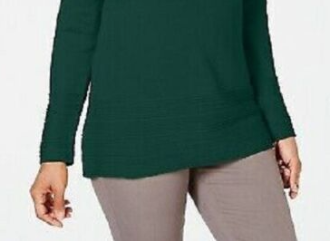 Karen Scott Solid Curved-Hem Tunic Sweater Green Size X-Small