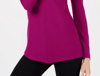 Alfani Women's Ribbed Snap-Detail Sweater Pink Size X-Large