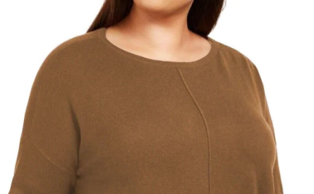 Style & Co Women's Seam-Front Tunic Sweater Brown Size Large
