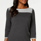 Karen Scott Women's Cotton Color blocked Sweater Gray Size Small