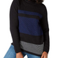 Karen Scott Women's Color blocked Cotton Turtleneck Sweater Bright Blue/Black Size Extra Large