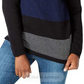Karen Scott Women's Color blocked Cotton Turtleneck Sweater Bright Blue/Black Size Extra Large