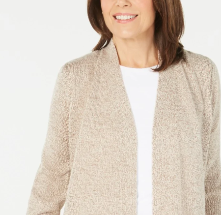 Karen Scott Women's Open-Front  Cardigan Beige Size X-Large