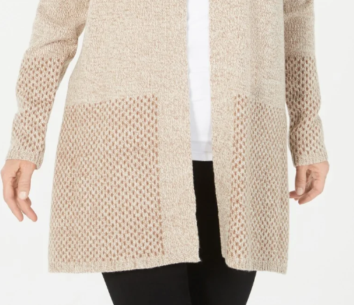 Karen Scott Women's Open-Front  Cardigan Beige Size X-Large