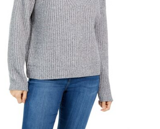 Hippie Rose Juniors' V-Neck Chenille Sweater Gray Size X-Small