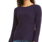 Style & Co Women's Marled Knit Sweater Purple Petite Large
