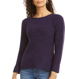 Style & Co Women's Marled Knit Sweater Purple Petite Large