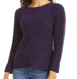 Style & Co Women's Marled Knit Sweater Purple Petite Large