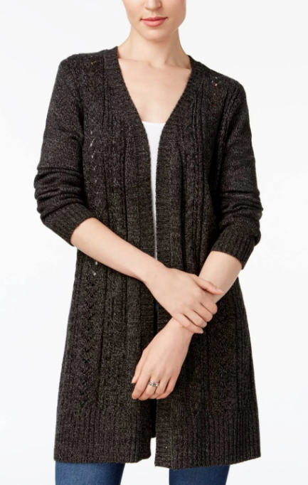 Karen Scott Women's Turbo Duster Cardigan Brown Size Medium