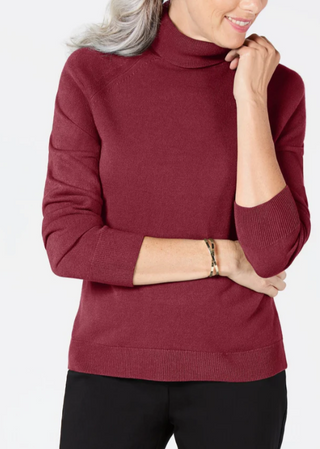 Karen Scott Women's Plus Size Turtleneck Luxsoft Sweater Wine Size 1X
