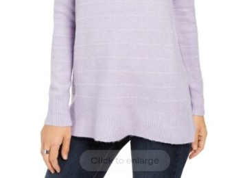 Style & Co Women's Lurex Cowl-Neck Sweater Purple Size Small