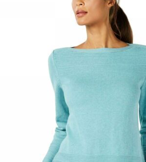 Karen Scott Women's Cotton Boat-Neck Sweater Blue Size X-Large
