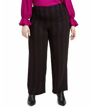 Bar III Wide Leg Pants Woman vertical lines Black Size 14