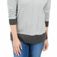 Karen Scott Women's Erin Cotton Colorblocked Mock Neck Sweater Gray Size Large