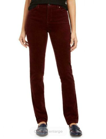 Charter Club Women's Lexington Corduroy Tummy-Control Pants Bright Wine Size 10