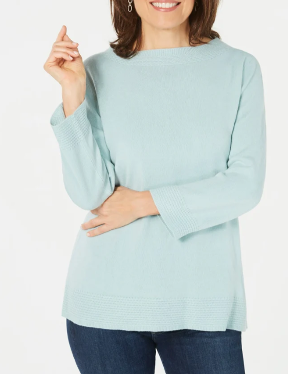 Karen Scott Women's Bateau-Neck Long-Sleeve Sweater Blue Size XX-Large