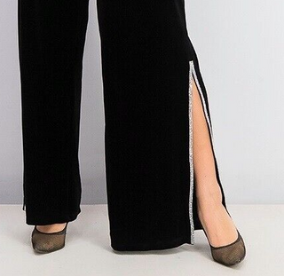 MSK Women's Embellished-Trim Velvet Pants Black Size Medium