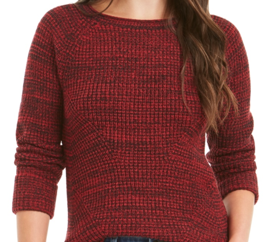 Style & Co Women's Marled Knit Sweater Red Size Petite Large