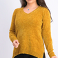 Karen Scott Women's V-Neck Chenille Sweater Yellow Size Large
