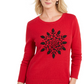 Karen Scott Longsleeve Black Bottom Stripe Pullover Red Extra Large