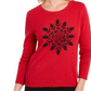 Karen Scott Longsleeve Black Bottom Stripe Pullover Red Extra Large