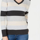 Karen Scott Women's Colorblocked V-Neck Cotton Sweater Gray Size Large