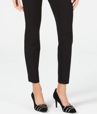 Alfani Women's Petite Wide-Waistband Exposed Elastic Skinny Pants Black Size 14 Petite