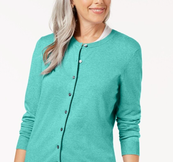 Karen Scott Women's Crew Neck Cardigan Green Size XX-Large