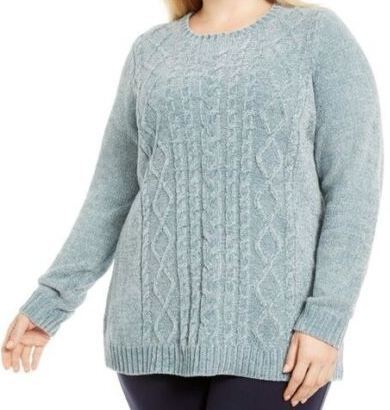 Karen Scott Women's Cable Knit Chenille Sweater Blue Size XX-Large