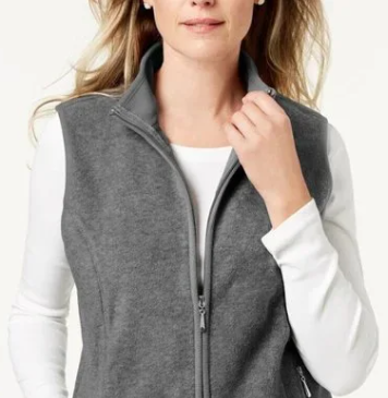 Karen Scott Women's Sport Quilted Fleece Vest Gray Size Medium