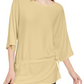 Alfani Women's Yellow Solid 3/4 Sleeve Crew Neck Peplum Party Top Yellow Petite Large