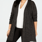 Karen Scott Women's Petite Largeus Size Pointelle Open Front Cardigan Gray Size 1X
