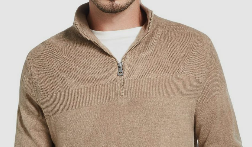 Weatherproof Vintage Men's Soft Touch Quarter-Zip Sweater Beige Size Small