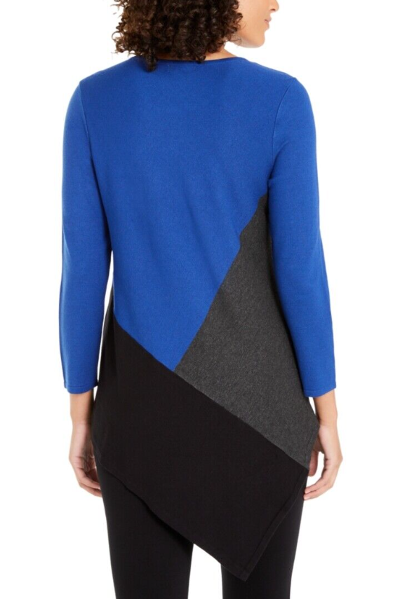 Alfani Women's Asymmetrical Colorblocked Sweater Blue Size Medium