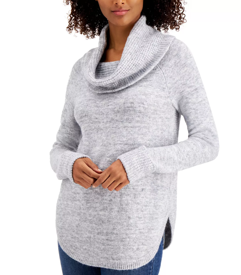Style & Co Women's Petite Cowlneck Sweater Gray Size Petite Extra Large