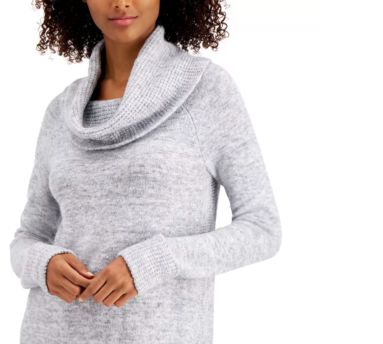 Style & Co Women's Petite Cowlneck Sweater Gray Size Petite Extra Large
