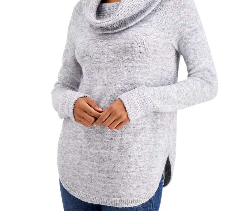 Style & Co Women's Petite Cowlneck Sweater Gray Size Petite Extra Large