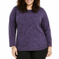 Karen Scott Women's Plus Size Marled Microfleece Top Purple Size 1X