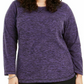 Karen Scott Women's Plus Size Marled Microfleece Top Purple Size 1X